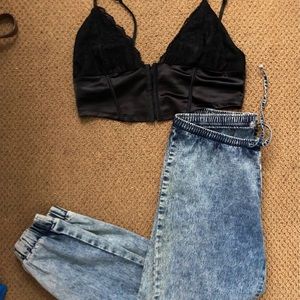 Acid wash jogger jeans